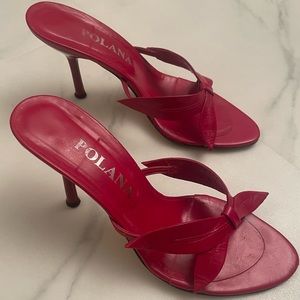 Polana Red lLeather hilled Shoes size 7 1/2 B Spain